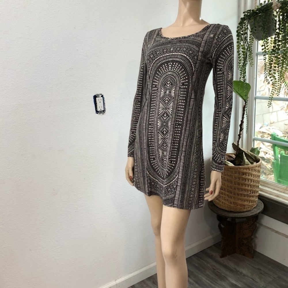 BILLABONG mini long sleeve low cut back dress boho